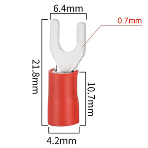 dimensions of SV 1.25-4S Isolated brass Spades Plug to crimp 0.5 - 1.5mm² Ø3.2mm